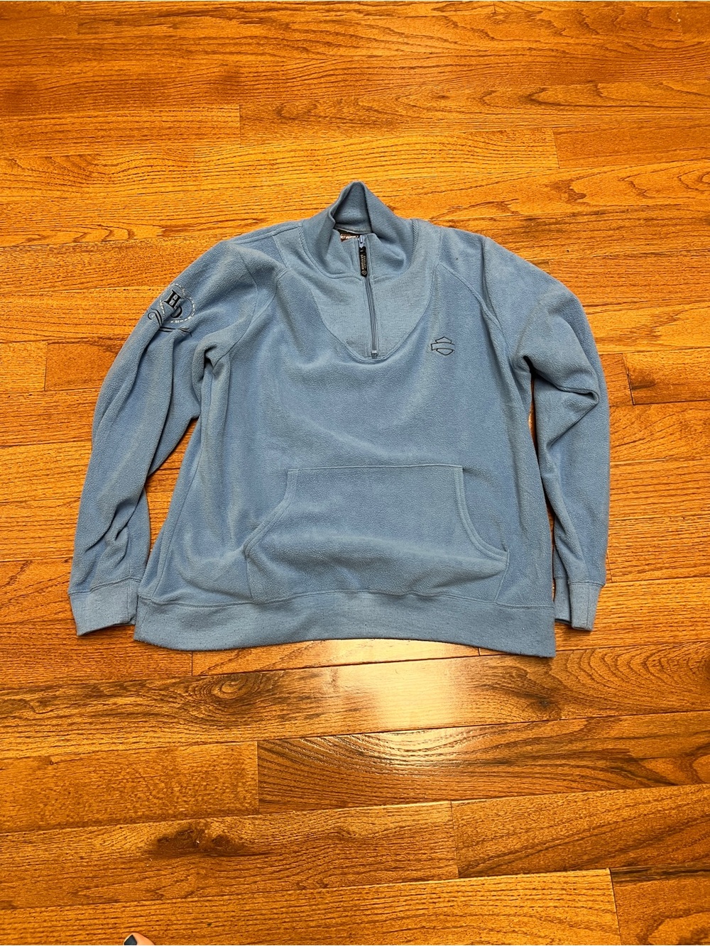 Light Blue Quarter-Zip Pullover Sweater- Harley Davidson